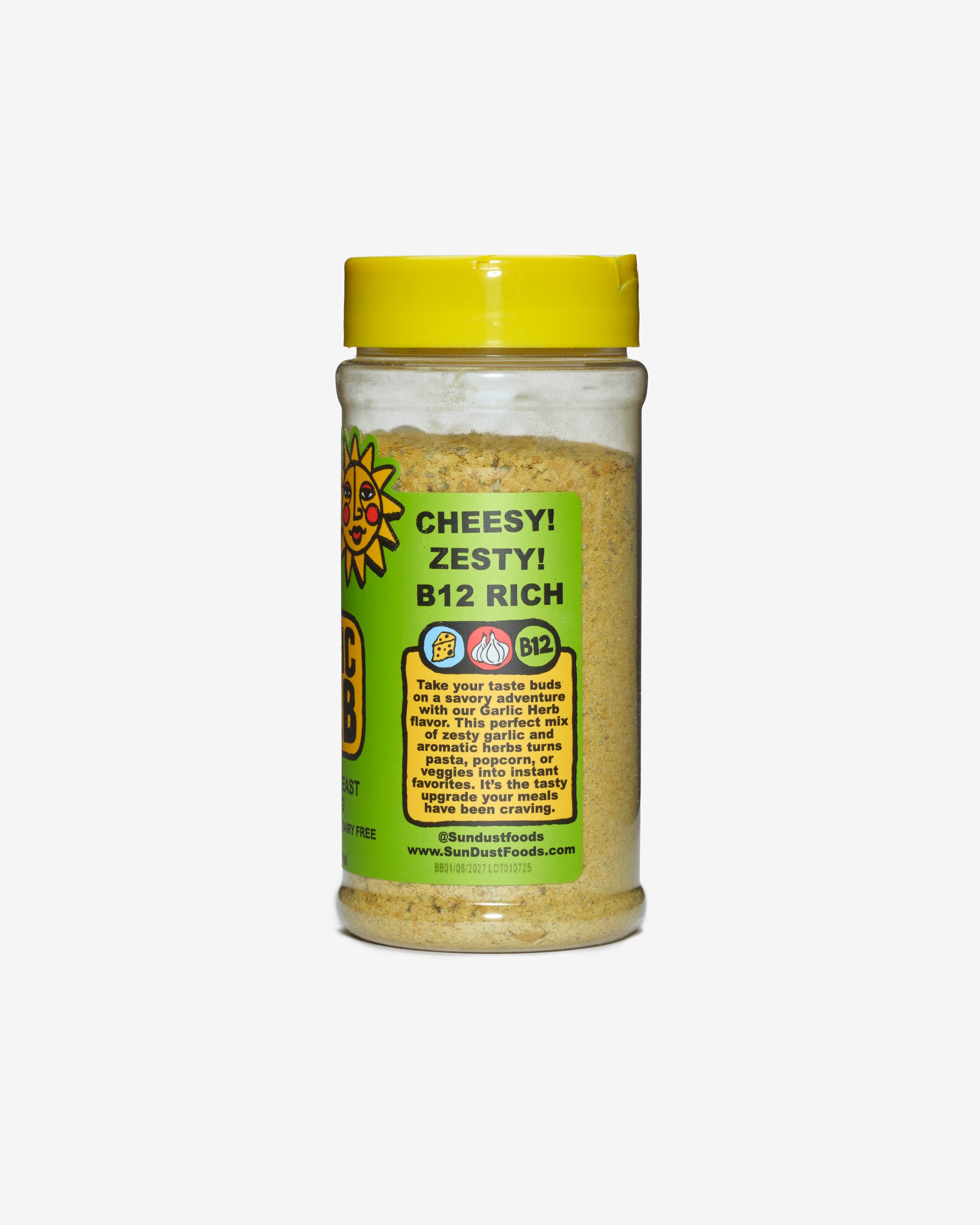 Sun Dust Garlic Herb jar, left side view